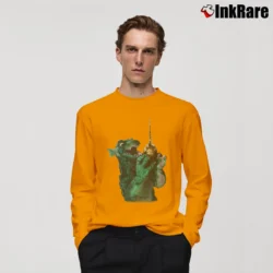 Men’s Gorgo Britain's Godzilla Fishing Monster Long-Sleeve Shirt in orange | Sleek, Lightweight, Year-Round Wear