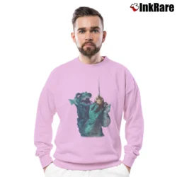 Men’s Gorgo Britain's Godzilla Fishing Monster Crewneck Sweatshirt in light pink | Cozy Fabric, Clean Style