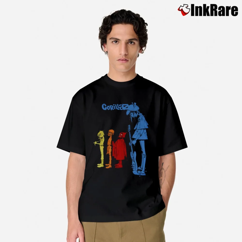 Men’s Gorillaz Rock The House Custom Band Graphic Classic T-Shirt in black | Soft, Breathable Everyday Wear