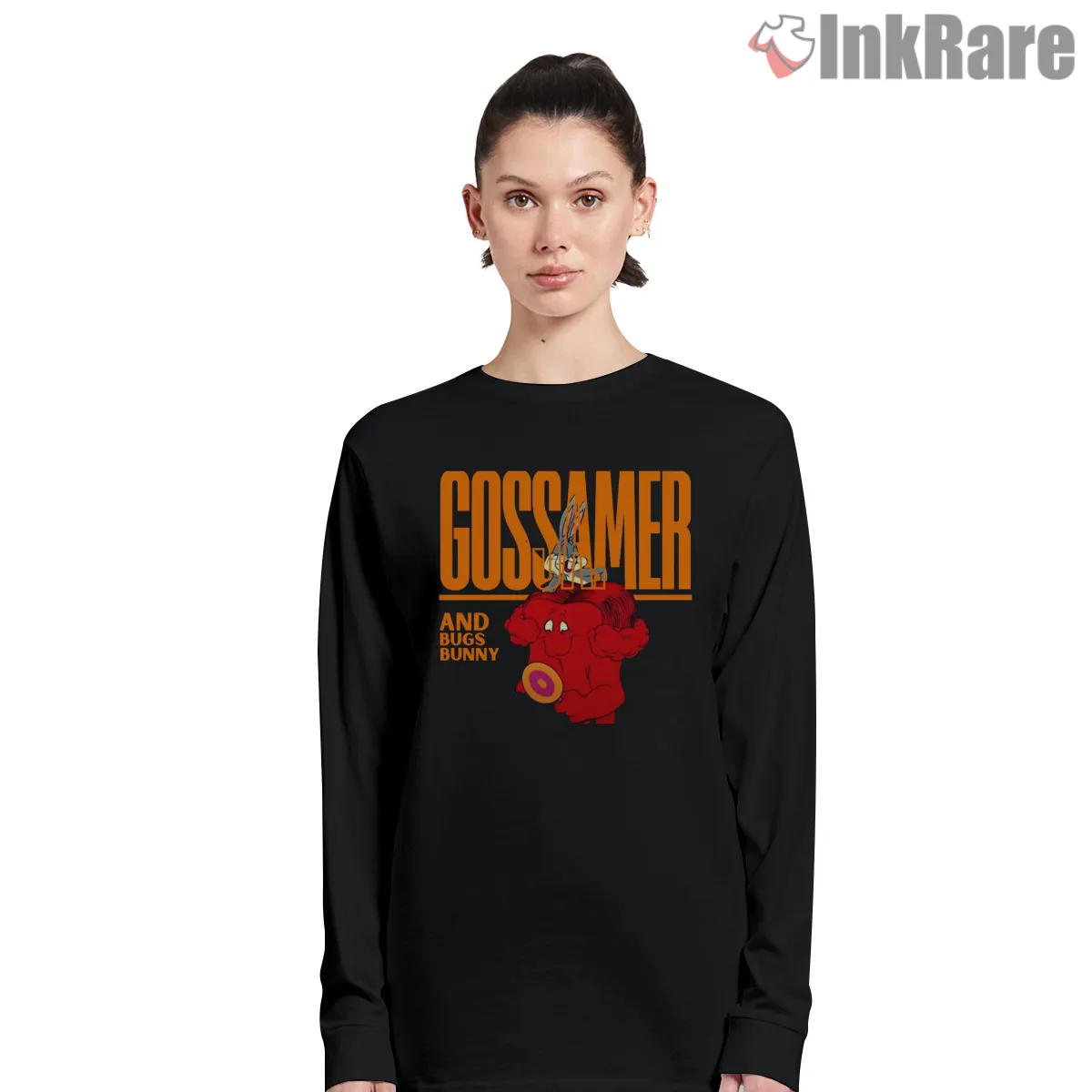 Gossamer And Bugs Bunny Poster Style Shirt on black long sleeve shirt for women graphic tee