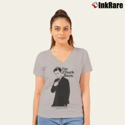 Women’s Gossip Girl Chuck Bass V-Neck Tee in sport grey | Chic Neckline, Soft Texture