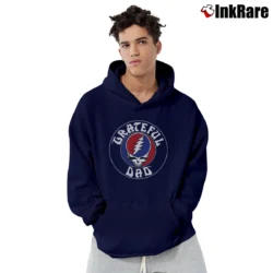 Men’s Grateful Dad Deadhead Fathers Pullover Hoodie in navy | Cozy, Durable, Modern Fit
