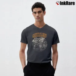 Men’s Grateful Dead 1969 Aoxomoxo Album Skull And Roses V-Neck Tee in charcoal | Sharp, Breathable, Everyday Staple