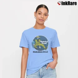 Women’s Grateful Dead 1970s Shakedown Street Promo Signature T-Shirt in light blue | Soft, Flattering Fit