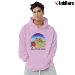 Men’s Grateful Dead 1981 Stanley Mouse Europe Skull Rose Design Pullover Hoodie in light pink | Cozy, Durable, Modern Fit