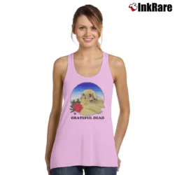 Women’s Grateful Dead 1981 Stanley Mouse Europe Skull Rose Design Tank Top in light pink | Lightweight, Movement-Friendly