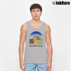 Men’s Grateful Dead 1981 Stanley Mouse Europe Skull Rose Design Tank Top in sport grey | Breathable, Active-Friendly Design