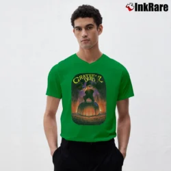 Men’s Grateful Dead 1988 King Kong Madison Square Garden V-Neck Tee in irish green | Sharp, Breathable, Everyday Staple