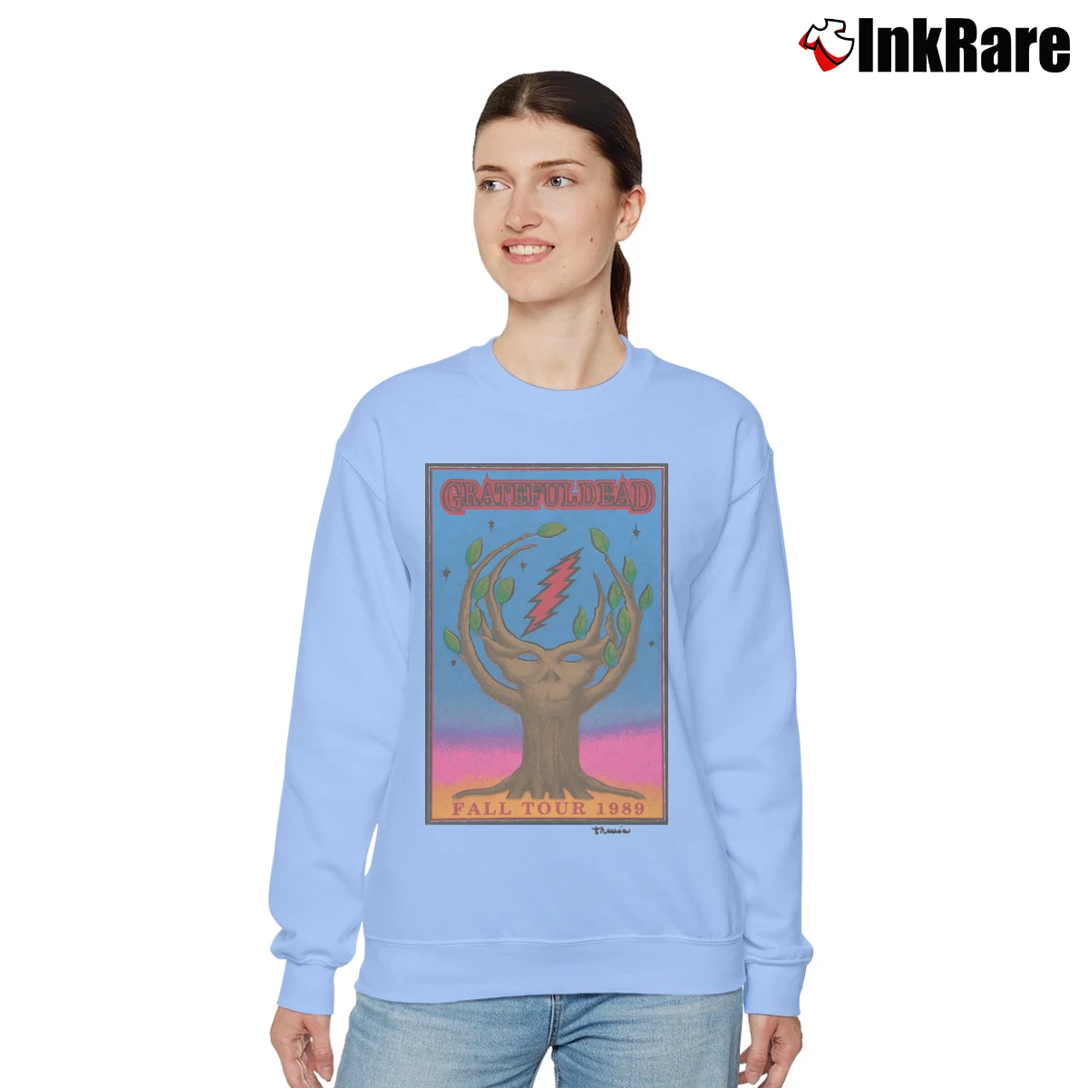 Women’s Grateful Dead 1989 Fall Tour Tree Of Life Relaxed Sweatshirt in light blue | Soft, Laid-Back Vibe