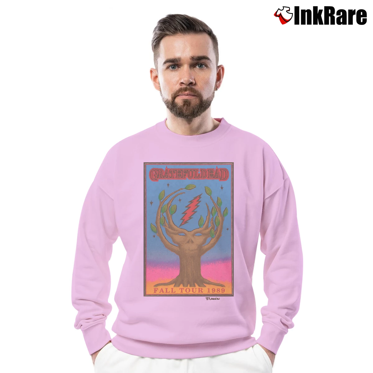 Men’s Grateful Dead 1989 Fall Tour Tree Of Life Crewneck Sweatshirt in light pink | Cozy Fabric, Clean Style