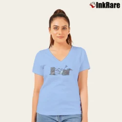 Women’s Grateful Dead 1989 Maxell Flowers V-Neck Tee in light blue | Chic Neckline, Soft Texture
