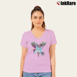 Women’s Grateful Dead 1992 Wake Of The Flood Tie Dye Tour V-Neck Tee in light pink | Chic Neckline, Soft Texture