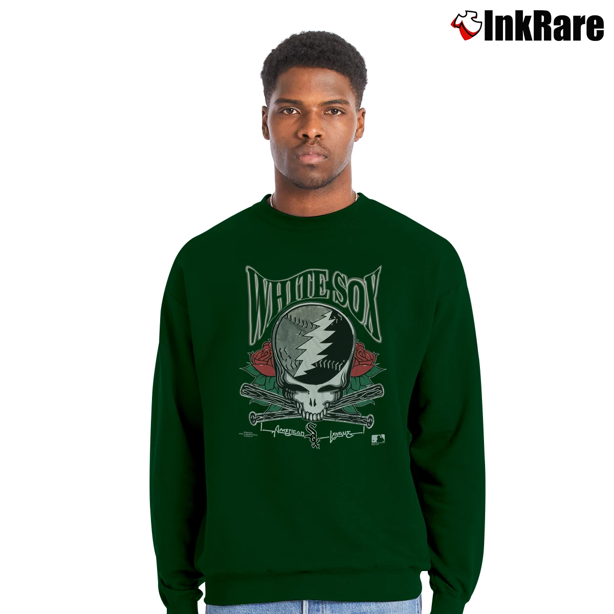 Men’s Grateful Dead 1994 Chicago Sox Team Crewneck Sweatshirt in forest green | Cozy Fabric, Clean Style