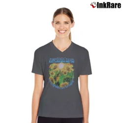 Women’s Grateful Dead 1995 Summer Tour Turtle Terrapin V-Neck Tee in charcoal | Chic Neckline, Soft Texture