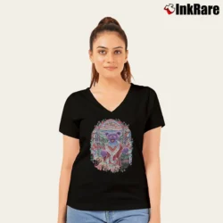Women’s Grateful Dead 1998 Saint Stephen Tie Dye V-Neck Tee in black | Chic Neckline, Soft Texture