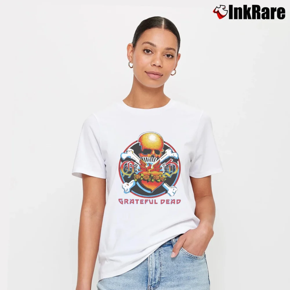 Women’s Grateful Dead 80s Skull Signature T-Shirt in white | Soft, Flattering Fit