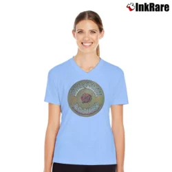 Women’s Grateful Dead American Beauty V-Neck Tee in light blue | Chic Neckline, Soft Texture