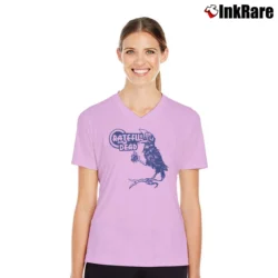 Women’s Grateful Dead Birdsong V-Neck Tee in light pink | Chic Neckline, Soft Texture