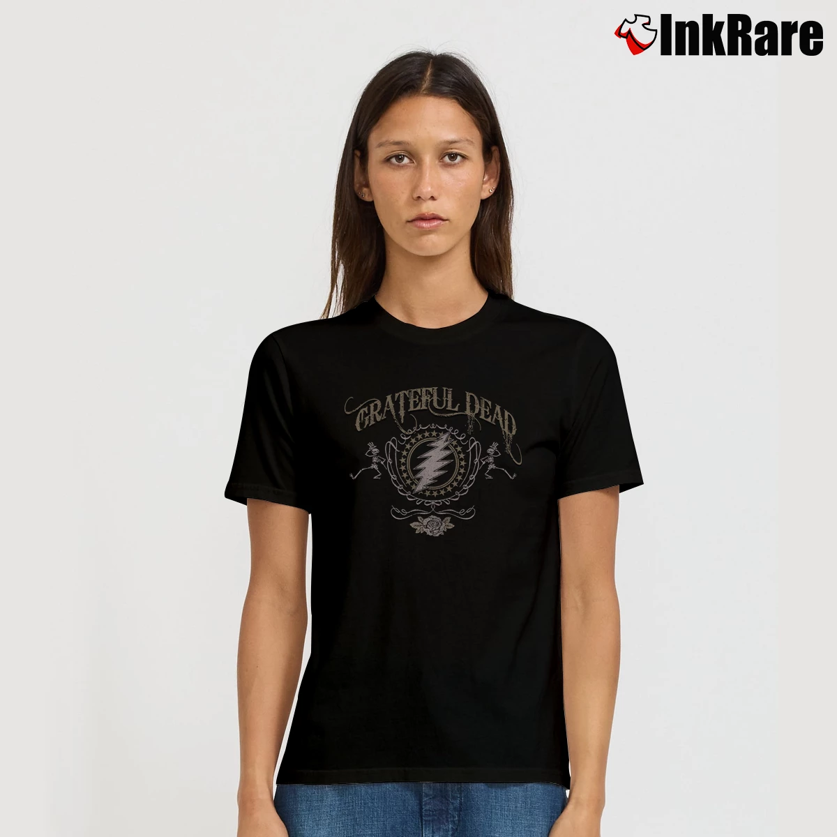 Grateful Dead Bolt Brown Women’s Signature Tee in black – Effortless Style Women’s Grateful Dead Bolt Brown Signature T-Shirt in black | Soft, Flattering Fit