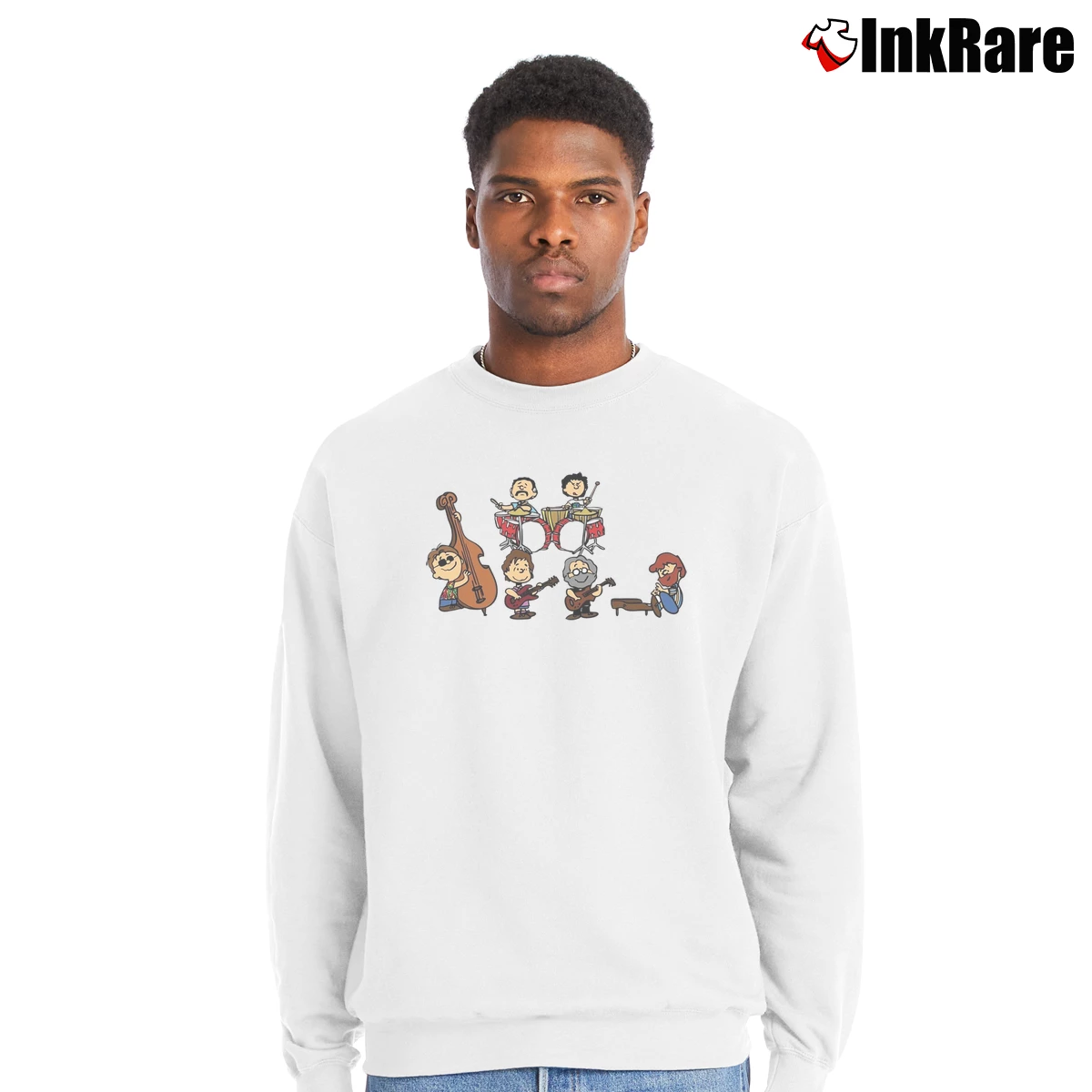 Grateful Dead Cartoon Band Plays Men’s Crewneck Sweatshirt in white – Soft & Durable Men’s Grateful Dead Cartoon Band Plays Crewneck Sweatshirt in white | Cozy Fabric, Clean Style