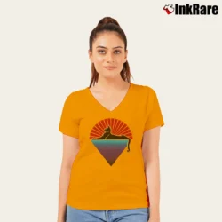 Women’s Grateful Dead Cats Under The Stars Fashion V-Neck Tee in orange | Chic Neckline, Soft Texture