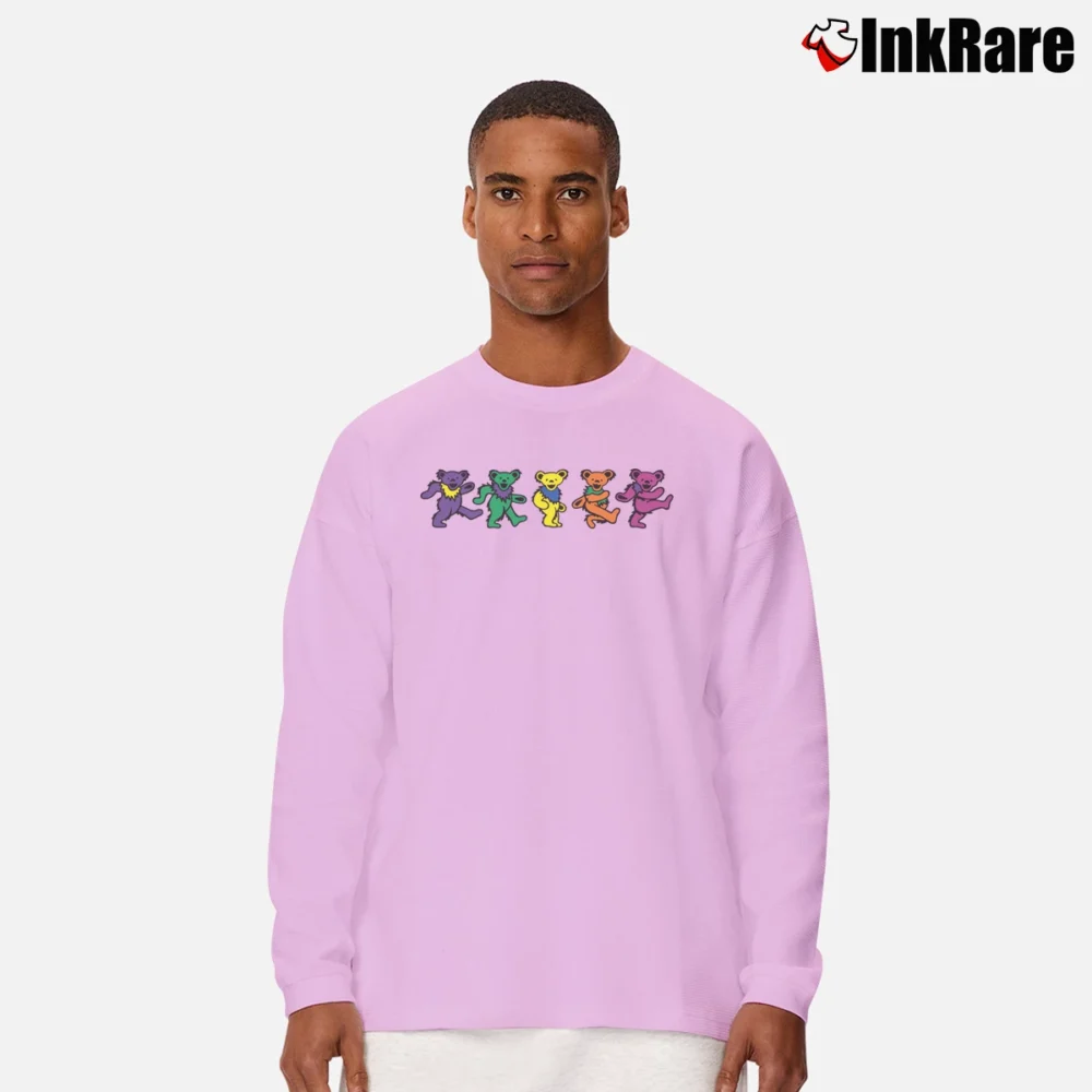 Men’s Grateful Dead Classic Dancing Bears Classic Long-Sleeve Shirt in light pink | Sleek, Lightweight, Year-Round Wear