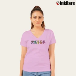 Women’s Grateful Dead Classic Dancing Bears Classic V-Neck Tee in light pink | Chic Neckline, Soft Texture