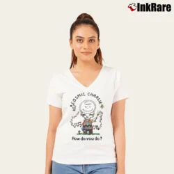 Women’s Grateful Dead Cosmic Charlie Brown Peanuts 80s V-Neck Tee in white | Chic Neckline, Soft Texture