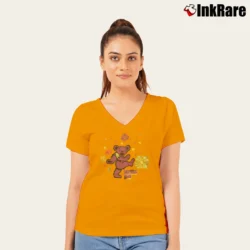 Women’s Grateful Dead Dancing Bear 2009 V-Neck Tee in orange | Chic Neckline, Soft Texture