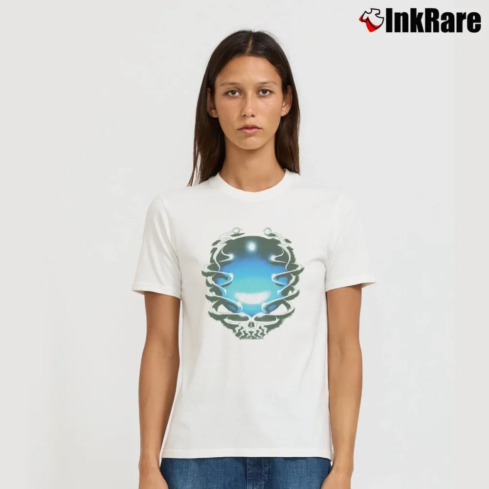 Women’s Grateful Dead Dark Green Skull 1994 Signature T-Shirt in white | Soft, Flattering Fit