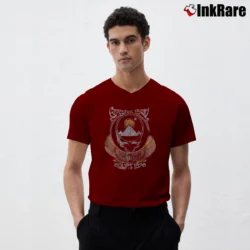 Men’s Grateful Dead Egypt for Psychedelic Rock Fans V-Neck Tee in maroon | Sharp, Breathable, Everyday Staple