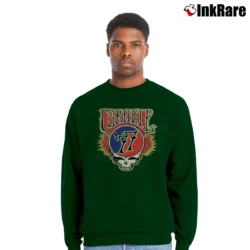 Men’s Grateful Dead Ithaca Rose Skull Logo Crewneck Sweatshirt in forest green | Cozy Fabric, Clean Style