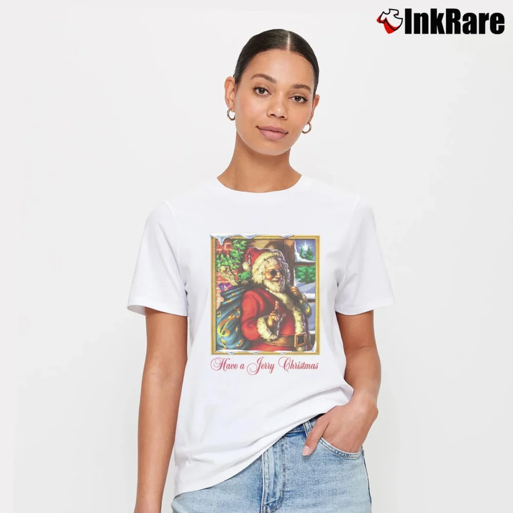 Women’s Grateful Dead Jerry Christmas Signature T-Shirt in white | Soft, Flattering Fit