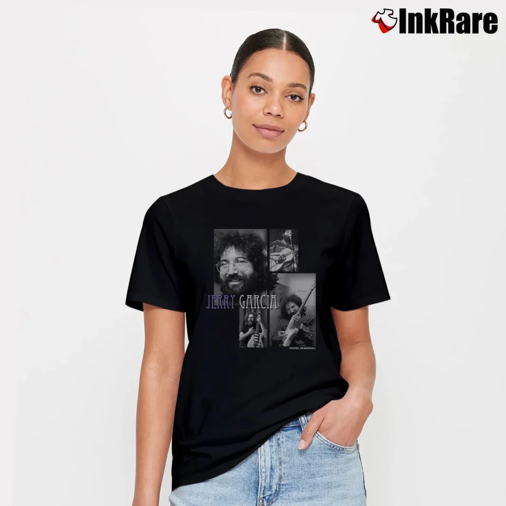 Women’s Grateful Dead Jerry Garcia Collage Pre Worn Signature T-Shirt in black | Soft, Flattering Fit