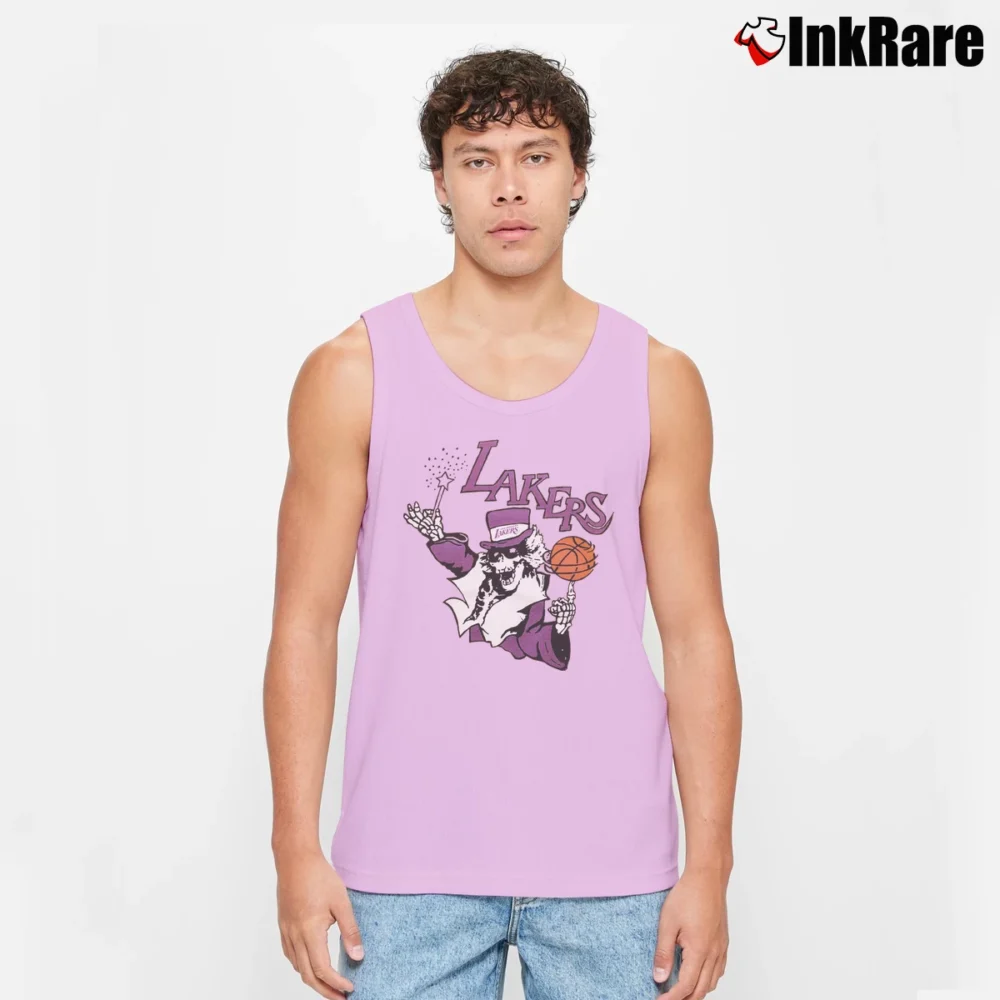 Men’s Grateful Dead Lakers Retro Basketball Tank Top in light pink | Breathable, Active-Friendly Design
