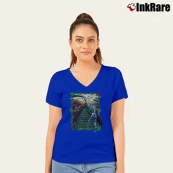 Women’s Grateful Dead Lucky Sam for Vintage Rock Fans V-Neck Tee in royal blue | Chic Neckline, Soft Texture