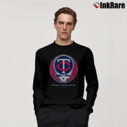Men’s Grateful Dead Minnesota Twins Steal Your Base Rare Classic Unique Band Long-Sleeve Shirt in black | Sleek, Lightweight, Year-Round Wear