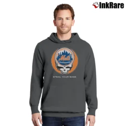 Men’s Grateful Dead New York Mets Steal Your Base Pullover Hoodie in charcoal | Cozy, Durable, Modern Fit