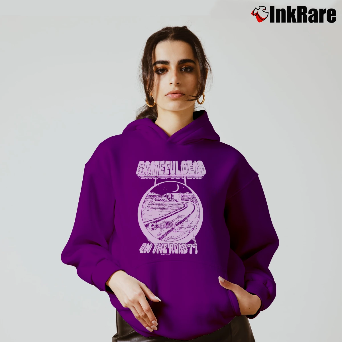 Women’s Grateful Dead On The Road 1977 Concert Cozy Hoodie in purple | Warm, Structured, Stylish