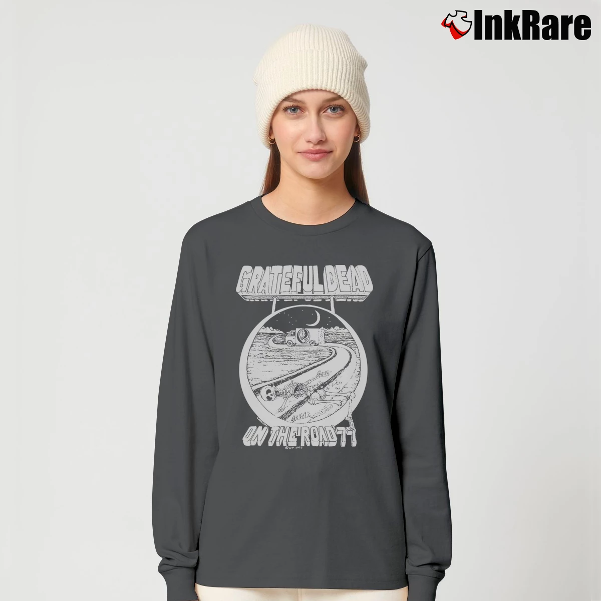 Women’s Grateful Dead On The Road 1977 Concert Long-Sleeve Top in charcoal | Sleek, Versatile, All-Season
