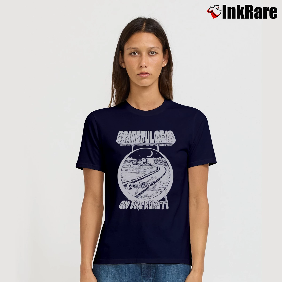 Women’s Grateful Dead On The Road 1977 Concert Signature T-Shirt in navy | Soft, Flattering Fit