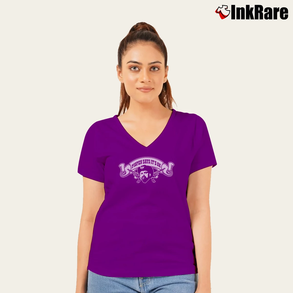 Women’s Grateful Dead Pigpen Says It's Ok V-Neck Tee in purple | Chic Neckline, Soft Texture