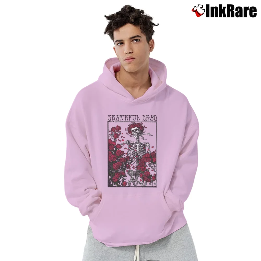 Men’s Grateful Dead Rose Pullover Hoodie in light pink | Cozy, Durable, Modern Fit