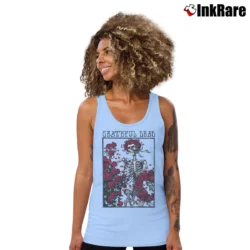 Women’s Grateful Dead Rose Tank Top in light blue | Lightweight, Movement-Friendly