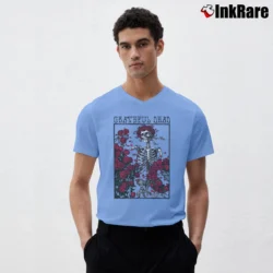 Men’s Grateful Dead Rose V-Neck Tee in light blue | Sharp, Breathable, Everyday Staple