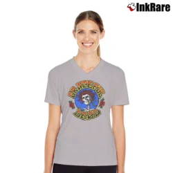 Women’s Grateful Dead Rose V-Neck Tee in sport grey | Chic Neckline, Soft Texture
