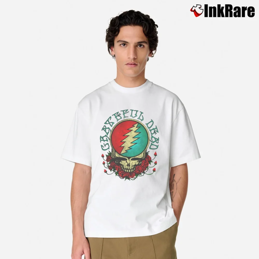Men’s Grateful Dead Space Face Dolman Classic T-Shirt in white | Soft, Breathable Everyday Wear