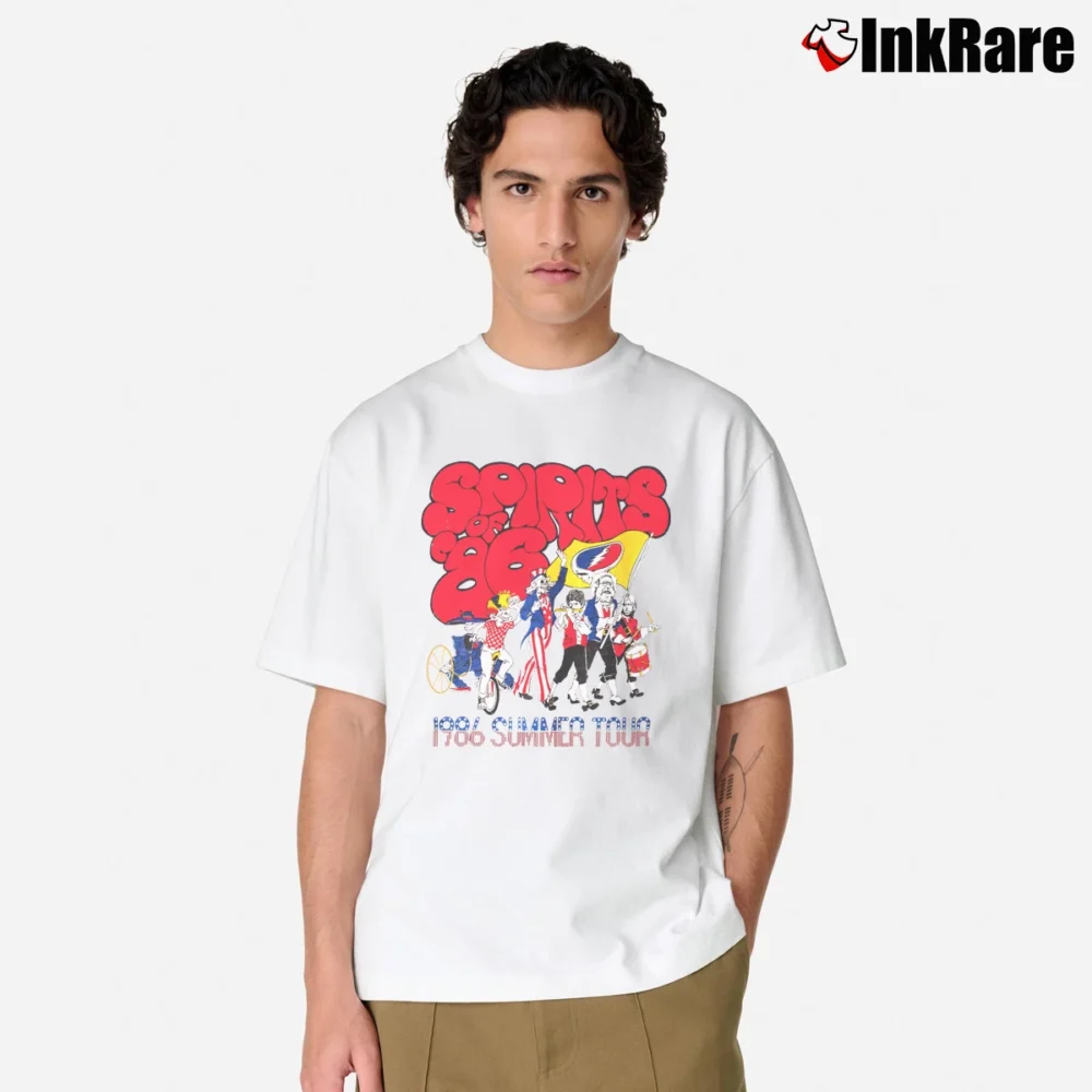 Men’s Grateful Dead Spirits Of 86 1986 Summer Tour With Tom Petty Bob Dylan 80s Band Classic T-Shirt in white | Soft, Breathable Everyday Wear