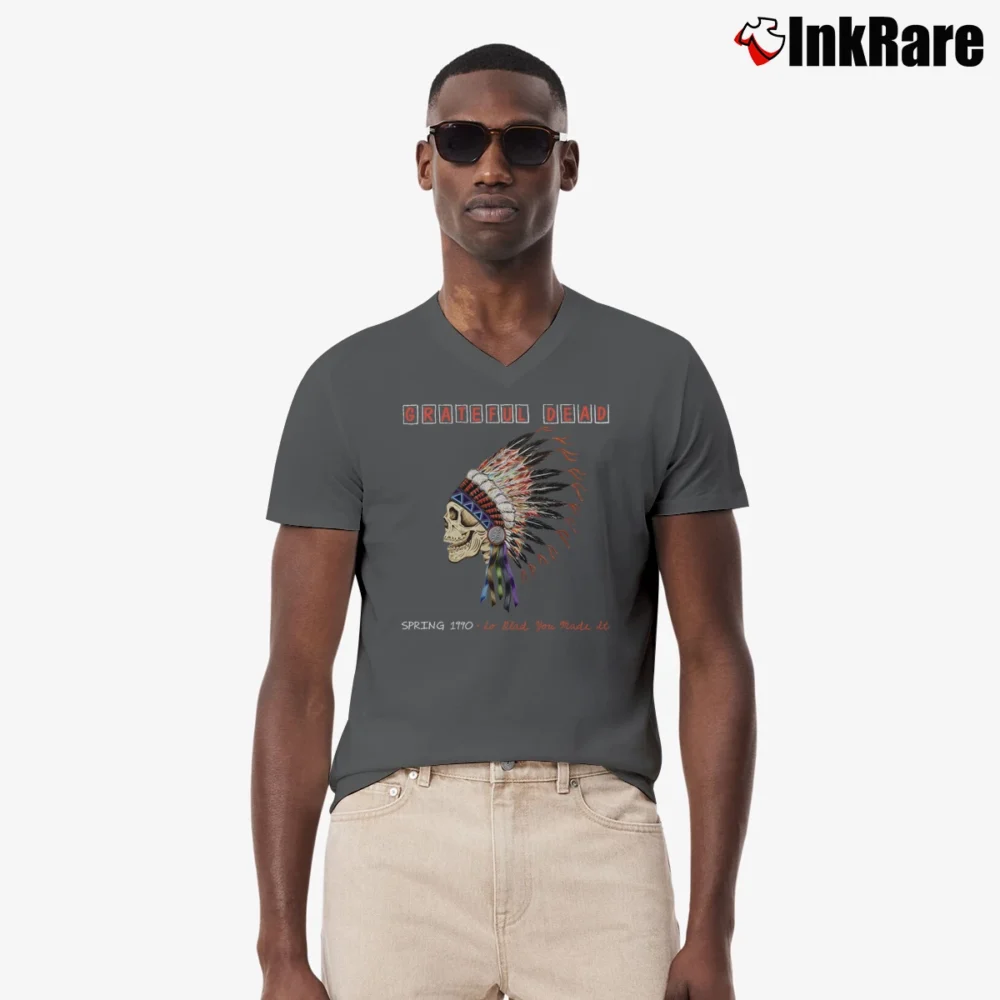 Men’s Grateful Dead Spring 1990 So Glad You Made It V-Neck Tee in charcoal | Sharp, Breathable, Everyday Staple