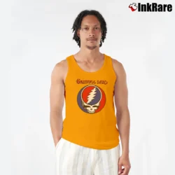 Men’s Grateful Dead Steal Your Face Fashion Walk for Rock Fans Tank Top in orange | Breathable, Active-Friendly Design